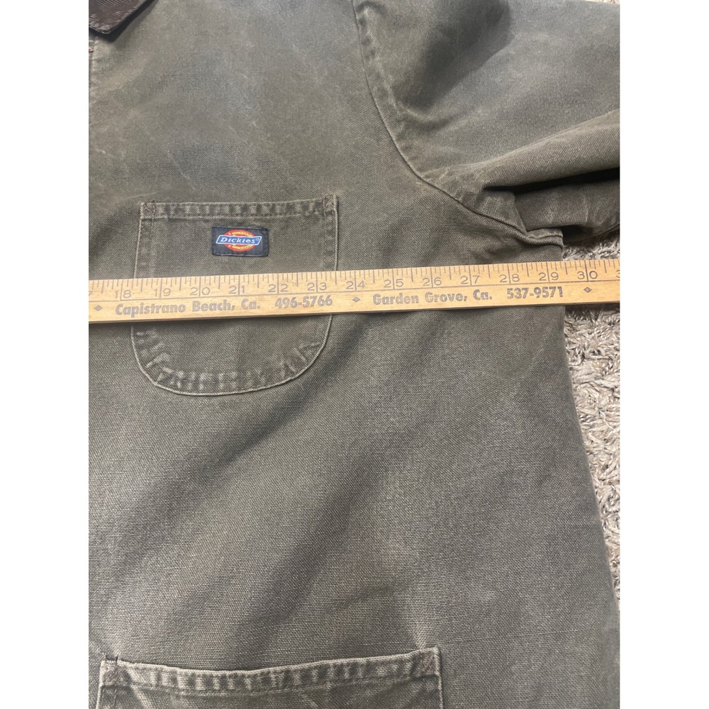Dickies Men's Lined Canvas Chore Coat Green Brown Corduroy Collar Workwear 2XL - Picture 12 of 16
